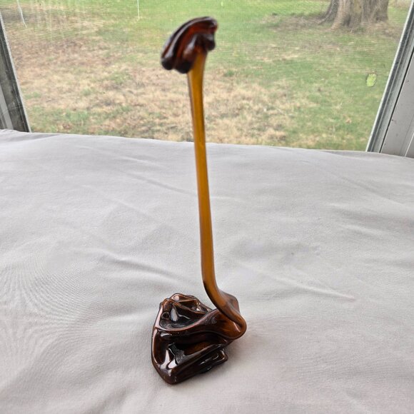 Handcrafted Melted Glass Beer Bottle Bud Vase - Picture 1 of 11